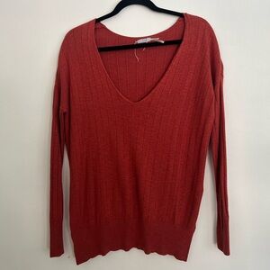 V-neck Viscose Thin Sweater Top
